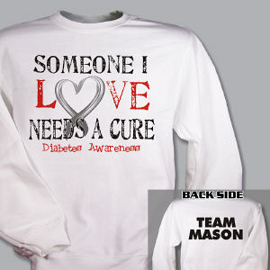 Personalized Needs a Cure Diabetes Awareness Sweatshirt